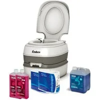 Enders® Campingtoilette Starter-Set Blue XL Comfort, (Spar-Set, inkl. 1.5L RINSE + 5L BLUE + 8 Rollen selbstaufl. Toilettenpapier), Kolbenpumpe, geringes Gewicht, glatte und hygienische Oberfläche
