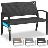 Casaria Gartenbank, Sitzbank Wetterfest 320kg Belastbar Garten Bank Polyrattan Schwarz