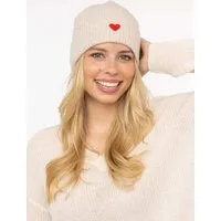 Zwillingsherz Beanie Beanie with Heart-Patch Rippstrick, mit breitem Umschlag, wärmend