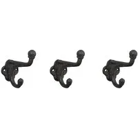 LB H&F Lilienburg Dekohaken 3er SET Haken Wandhaken antik Nostalgie Gusseisen Metall, (basteln Kleiderhaken Garderobenhaken braun schwarz antik Retro vintage Shabby nostalgisch Eisen Küche Hund Hundeleine Jacken Mehrzweckhaken Huthaken Hut Schwerlast