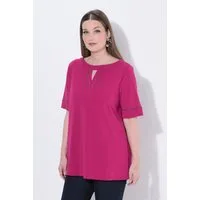 Ulla Popken T-Shirt Punto-Shirt A-Linie Zierband U-Boot-Ausschnitt