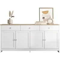 Flieks Sideboard (1 St), Beistellschrank mit vier Türen und drei Schubladen 160x37x75cm(LxBxH)