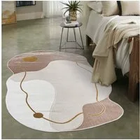 Mazovia Designteppich Modern Unregelmäßig Teppich Weich Teppich für Wohnzimmer Beige Creme, 120 x 170 cm, Fußbodenheizung