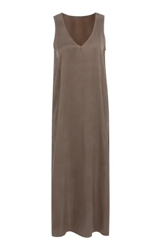 Yaya - Maxikleid im Crinkle-Look braun - Gr. - 42