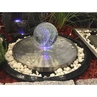 Köhko Gartenbrunnen Glaskugel „Saturn“ Springbrunnen Kugelleuchte