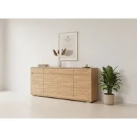 OTTO home Sideboard VETRO Teilmassiv, Fronten Massivholz, Wohnzimmer, Stauraum,Griffmulde, B/T/H:199/40/85cm, 4Schubladen, 8 geschlossen Fächer, Stauraum