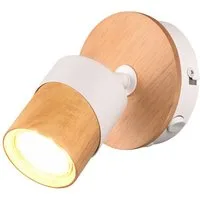TRIO Leuchten LED Wandstrahler, Dimmfunktion, LED wechselbar, warmweiß, innen, kleine Holz-lampe Spot schwenkbar, Wandlampe Bett & Treppenhaus