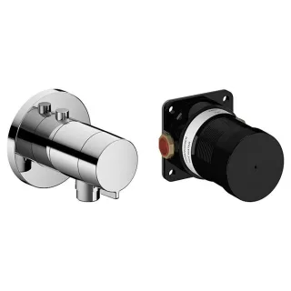 Keuco Ixmo solo Fertigmontageset 59554010021 verchromt, Thermostatarmatur, Schlauchanschluss, rund