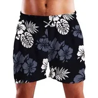 King Kameha Badeshorts Mono Hibiscus Hawaii Bade-Shorts Mesh-Einsatz Verschluss Kordelzug Mit integriertem Mesh-Innenslip für extra Komfort