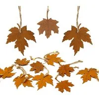 LB H&F Lilienburg Dekohänger 12er Set Herbstdeko Herbstanhänger Herbstblätter (Fensterdeko Fensterhänger Fensteranhänger Hängedeko Dekohänger Anhänger Blatt Blätter 12er SET ROSTBLÄTTER Ast Bündel Strauß Strauch Metallblätter zum Aufhängen anhängen),