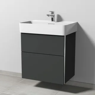 Sanipa 3way Waschtischunterbau zu Laufen VAL Waschtisch mit 2 Auszügen, Graphit-Matt BP8211B