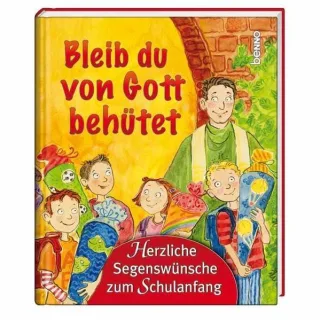 Bleib du von Gott behütet: Herzliche Segenswünsche zum Schulanfang mit Holzkreuz