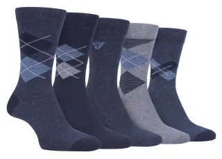Farah - 5er-Pack dünne, atmungsaktive, klassische Argyle-Muster-Socken aus Baumwolle mit weichem Oberteil - FCS270DENTEL (Argyle)