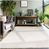 SIMPEX24 Designteppich Skandinavisches Boho Design, Läufer, Höhe: 12 mm, Teppich Wohnzimmer Boho Design Skandinavische Stil Natur Optik