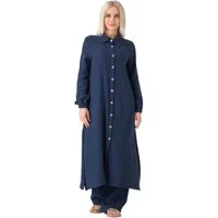 WENOR Longtunika Musselin 130cm lang Kokosknopf 100% Baumwolle Modest Look 36-50