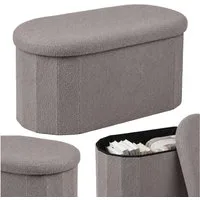 relaxdays Sitztruhe Sitzbank aus Teddystoff, Dunkelgrau