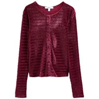Next Strickjacke Langärmelige, geraffte Samt-Strickjacke (1-tlg)