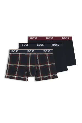 Boss Black Boxershorts 3er Pack Kariert & Mehrfarbig