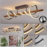 hofstein Deckenleuchte dimmbare Deckenlampe aus Metall/Holz/Kunststoff in Schwarz/Natur/Weiß, LED fest integriert, 3000 Kelvin, 38 Watt, 5200 Lumen, Länge Holzstab 80cm, dimmbar über Lichtschalter