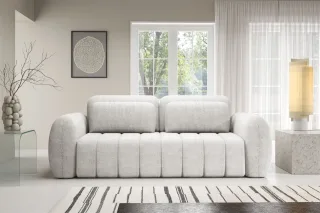 Sofa 3-Sitzer mit Schlaffunktion CARIA in Stoff Quelle Weiss