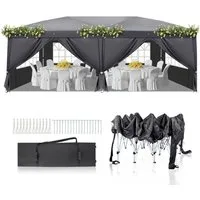 LALAHO Faltpavillon Pavillon Partyzelte 3x6m, Festzelt Gartenzelt für Garten Terrasse, mit 6 Seitenteilen, Gartenpavillon mit 6 Seitenteilen,Wasserdicht & UV-Schutz