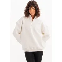 JUSTEVER Kapuzensweatshirt Oversize-Fit-Damen-Sweatshirt mit Stehkragen und halbem Reißverschluss