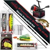Paradox Fishing Spinnrute Hecht Komplett Set Firetiger Spinnrute 20-60g + 4000 Infinity Rolle, (Set, Rute + 4000 Rolle + Köderset), Komplett-Starterset