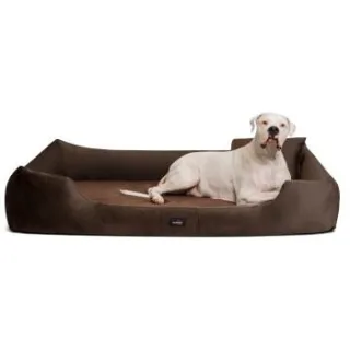 Tierlando VINCENT High-Tech-Velours (Triton) und Cord - Orthopädisches Hundebett braun 90 cm, 22 cm, 75 cm