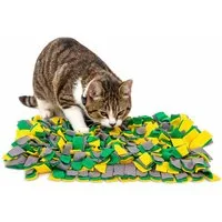 lionto Tier-Beschäftigungsspielzeug für Katzen, Futterspielmatte 50x34 cm, gelb/grün, Polyester, mit Anti-Rutsch-Unterseite, zur geistigen Förderung & Stressreduktion
