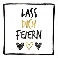 Ambiente Luxury Paper Products Papierserviette, Servietten Papier 33x33cm 3-lag. Schriftzug - Lass dich feiern 20 Stk