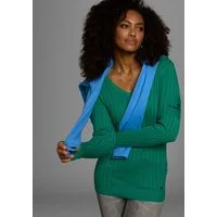 KangaROOS V-Ausschnitt-Pullover hüftlange Schnittform, mit Rippstrick, figurbetonte Passform