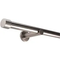 Deco-Raum Gardinenstange Kappe, Ø 25 mm, 1-läufig, Wunschmaßlänge, kürzbar, Bohren, verschraubt, Metall, Komplett-Set mit Befestigungsmaterial