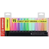 STABILO Marker STABILO BOSS Textmarker - 2+5 mm - 15er Tischset