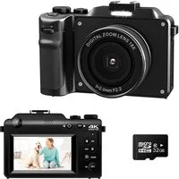 FANNOU 1080P Digitalkameras mit Front- und Rückobjektiv Kompaktkamera (48 MP)