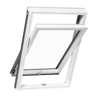 Dachfenster Weiß, Kunststoff, Solid PVC, Innenfarbe Weiß, Außenfarbe Anthrazit, 55 x 78 cm, Schwingflügel, individuell konfigurierbar