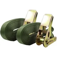 TRUTZHOLM Spanngurt Profi Ratschen Zurrgurt Spanngurte 1-tlg 6m 800 kg TÜV/GS OLIV (Spar-Set, 1-St., 2er Set) mit TÜV/GS