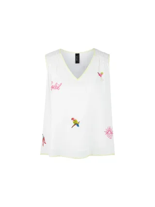 Marc Cain Sports - Lockeres Top mit Stickereipatches white - Gr. - 42