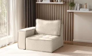 Sessel SANDE 1-Sitzer Modul Stoff Raven Creme Seite Links
