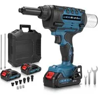 XERSEK Blindnietzange Akku Nietzange Popnietenzange Kompatibel Makita Akku, Blindnietzange, Mit 2 Akkus, Für Alu-Nieten 2,4-6,0mm, inkl.4 Spannzangen, Koffer, 3 Ersatzbacken, Setzkraft: 10kN, Werkstatt/Höhenarbeiten/DIY-Projekte usw.