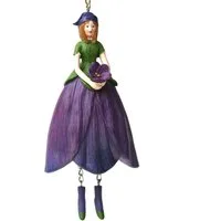 ROSEMARIE SCHULZ Heidelberg Dekofigur Blumenmädchen Veilchen zum Hängen Dekohänger Blumen Deko-Objekt (1 St), Handbemalte Figur aus Polyresin