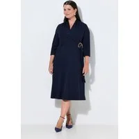 Ulla Popken Midikleid Midikleid Wickeleffekt A-Linie V-Ausschnitt