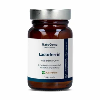 NatuGena Lactoferrin | 30 Kapseln | mit Bioferrin®, Eisen (Glycinat & Fumarat) und Vitamin C | vegetarisch