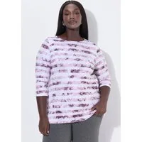Ulla Popken T-Shirt Shirt A-Linie U-Boot-Ausschnitt 3/4-Arm