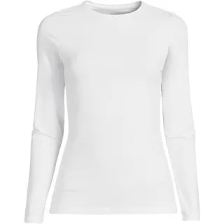 Shirt aus Baumwolle/Modal-Mix mit Rundausschnitt für Damen in Plus-Größe, Damen, size: plus, Weiß, Elasthan/Baumwolle Modal, by Lands' End