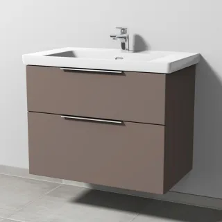 Sanipa 3way Waschtischunterbau zu Villeroy & Boch Subway 3.0 Waschtisch mit 2 Auszügen, Taupe-Matt UP8481T