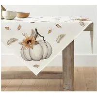 LuxusKollektion Tischdecke Streifen Kürbisse Blätter Herbst Tischdecke 85x85 cm Beige