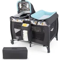 COSTWAY Baby-Reisebett, 1-tlg., Laufstall, Babybett mit Babywiege, Wickeltisch, Matratze
