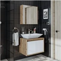 Roomart Badmöbel-Set, (Roomart Badezimmer Möbel Set ATLANTIC in 4 Farben 65 cm Badmöbel)