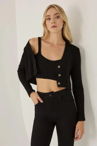 Strickwaren Crop Zwei Teile Set