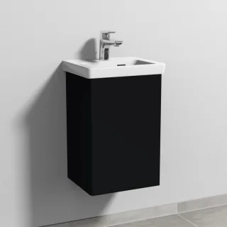 Sanipa 3way Waschtischunterbau zu Villeroy & Boch Subway 3.0 Waschtisch mit 1 Tür, Schwarz-Matt SF84108